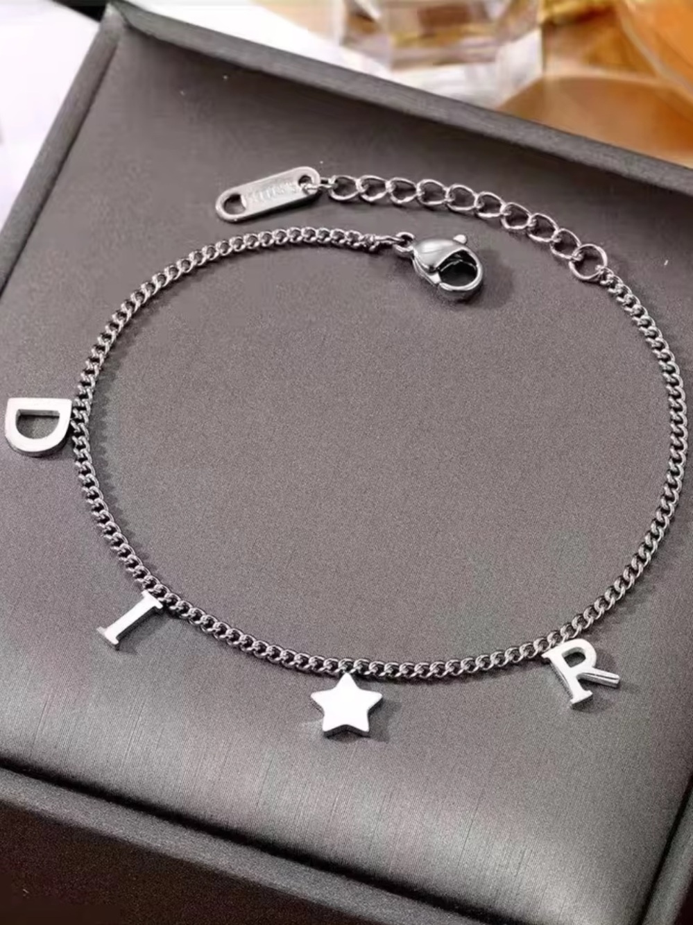 & Other Stories Silver Letter Bracelet with Star Charm